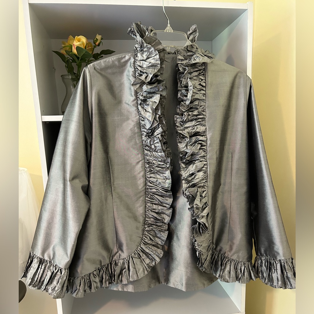 Silver Custom Formal Jacket With Silver/Black Cummerbund